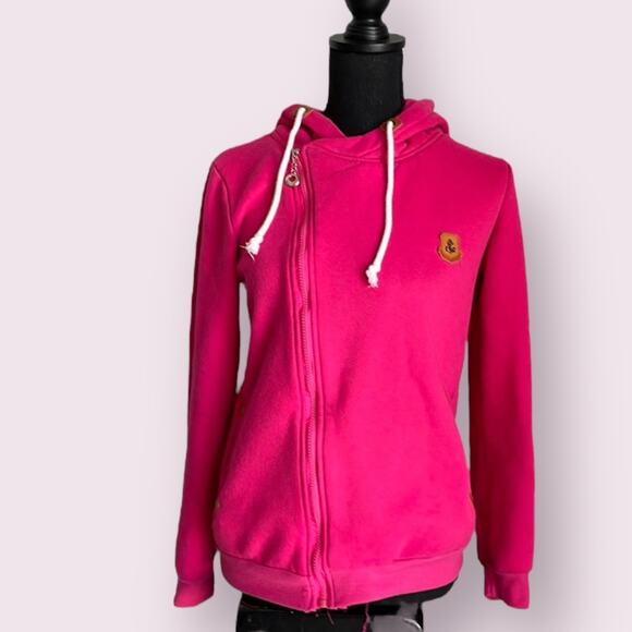 C Apparel Hot Pink Zipped Hoodie Size S - Picture 1 of 7